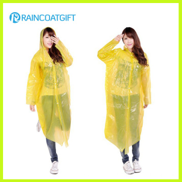 Women′s Clear Disposable Plastic Raincoat with Sleeve